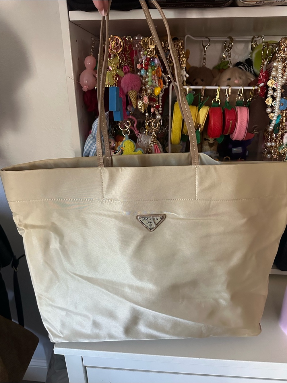 Nylon large tote bag